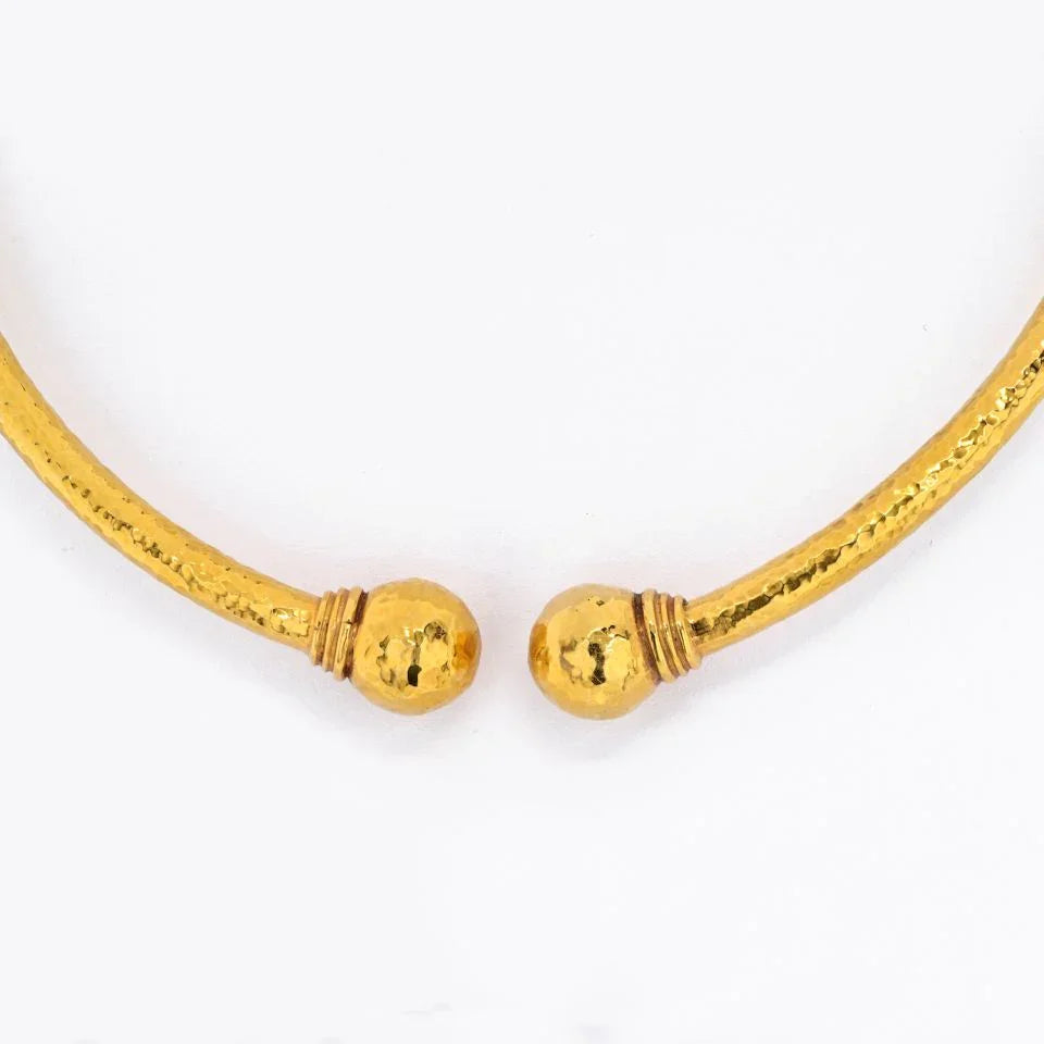 Lalaounis 18K Yellow Gold Textured Collar Torque Necklace - The Back Vault