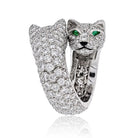 Cartier 18K White Gold Lakarda Double Panthere Head Paved Diamond Ring - The Back Vault
