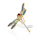 18K Yellow Gold Delicate Dragonfly Enamel And Diamond Brooch - The Back Vault