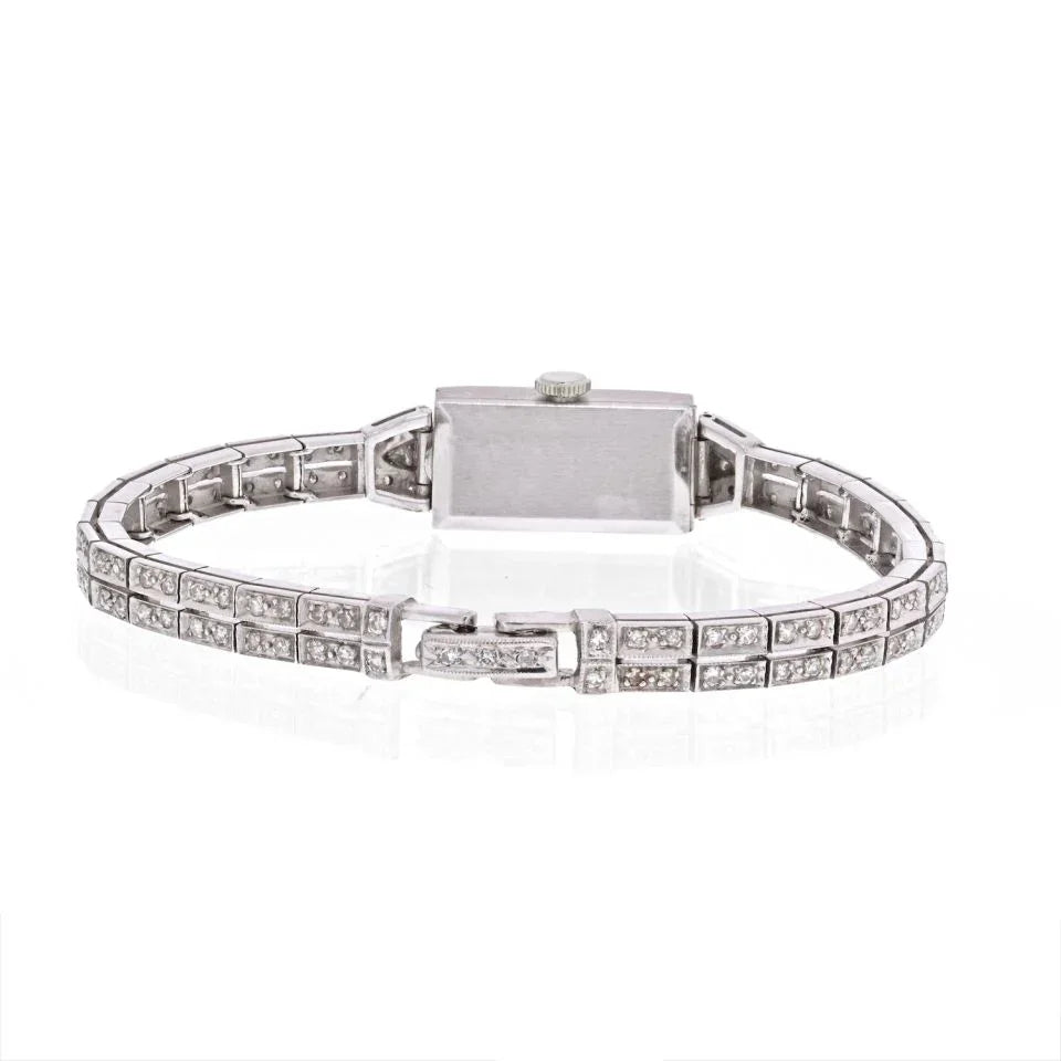 Raymond C. Yard Platinum 1930's Deco Diamond Women Watch - The Back Vault
