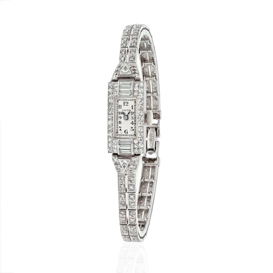 Raymond C. Yard Platinum 1930's Deco Diamond Women Watch - The Back Vault