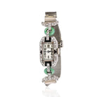 18K White Gold Art Deco Diamond And Jade Women Wrist Watch - The Back Vault