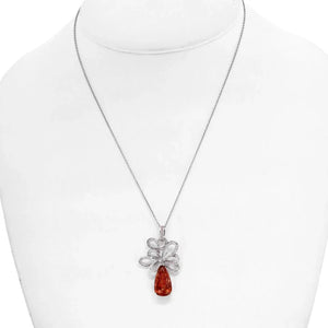 18K White Gold Diamond And Tourmaline Pendant Necklace