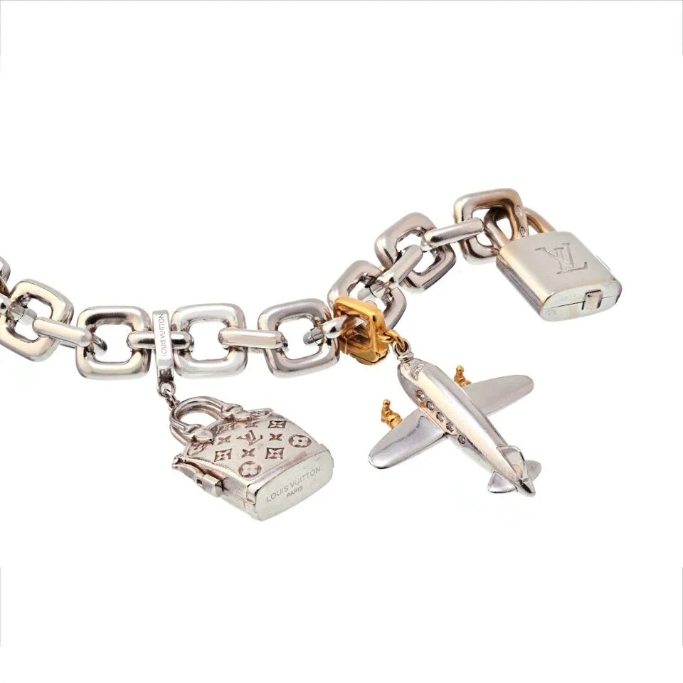 Louis Vuitton 18K White Gold Six Charm Bracelet - The Back Vault