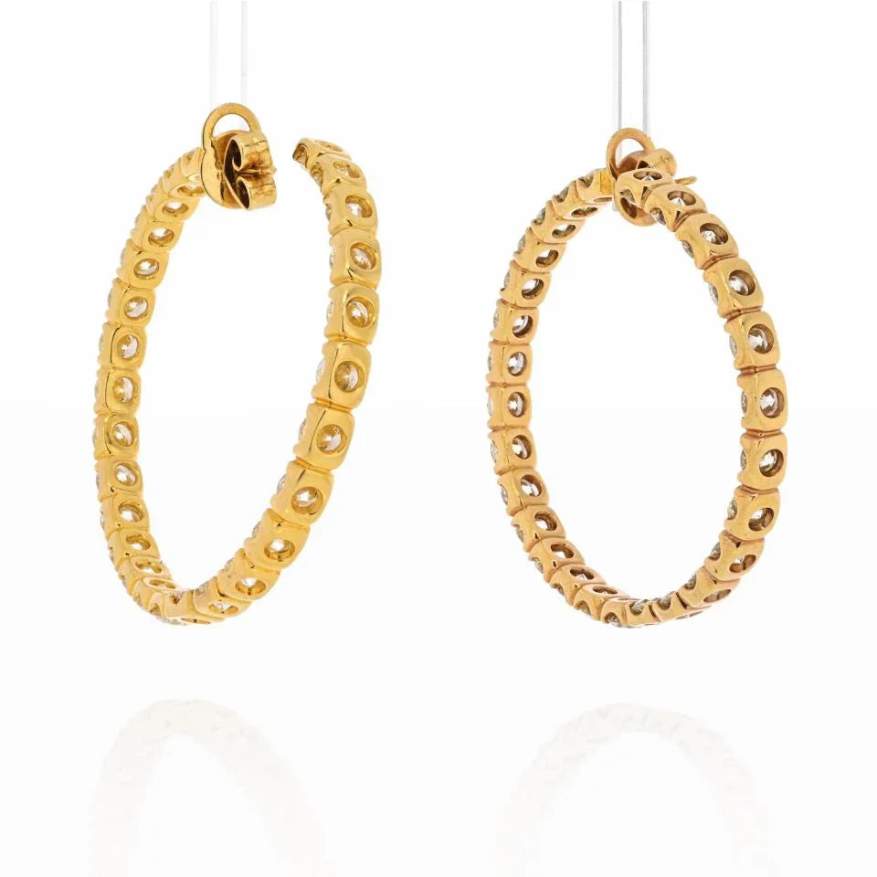 18K Yellow Gold 21.50cttw Carat Diamond Hoop Earrings - The Back Vault