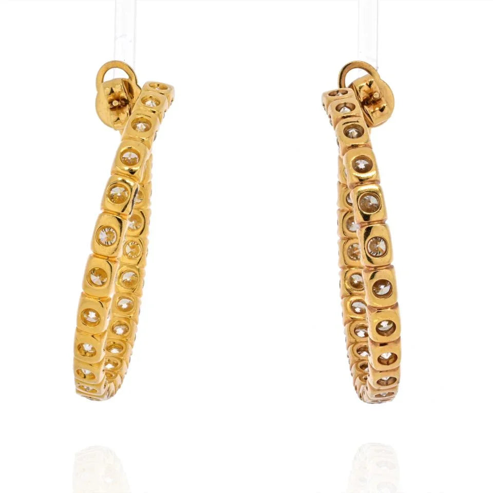 18K Yellow Gold 21.50cttw Carat Diamond Hoop Earrings - The Back Vault