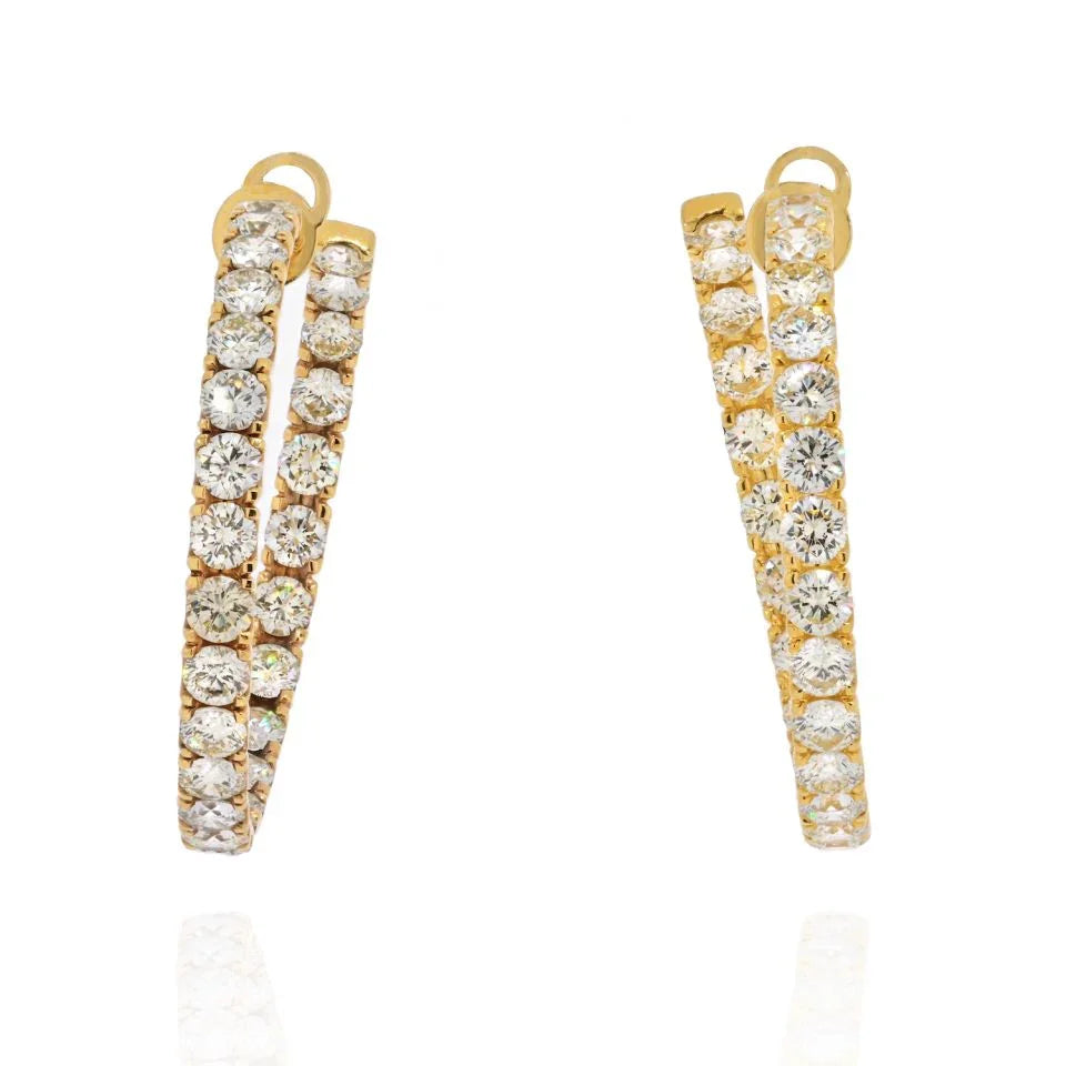 18K Yellow Gold 21.50cttw Carat Diamond Hoop Earrings - The Back Vault