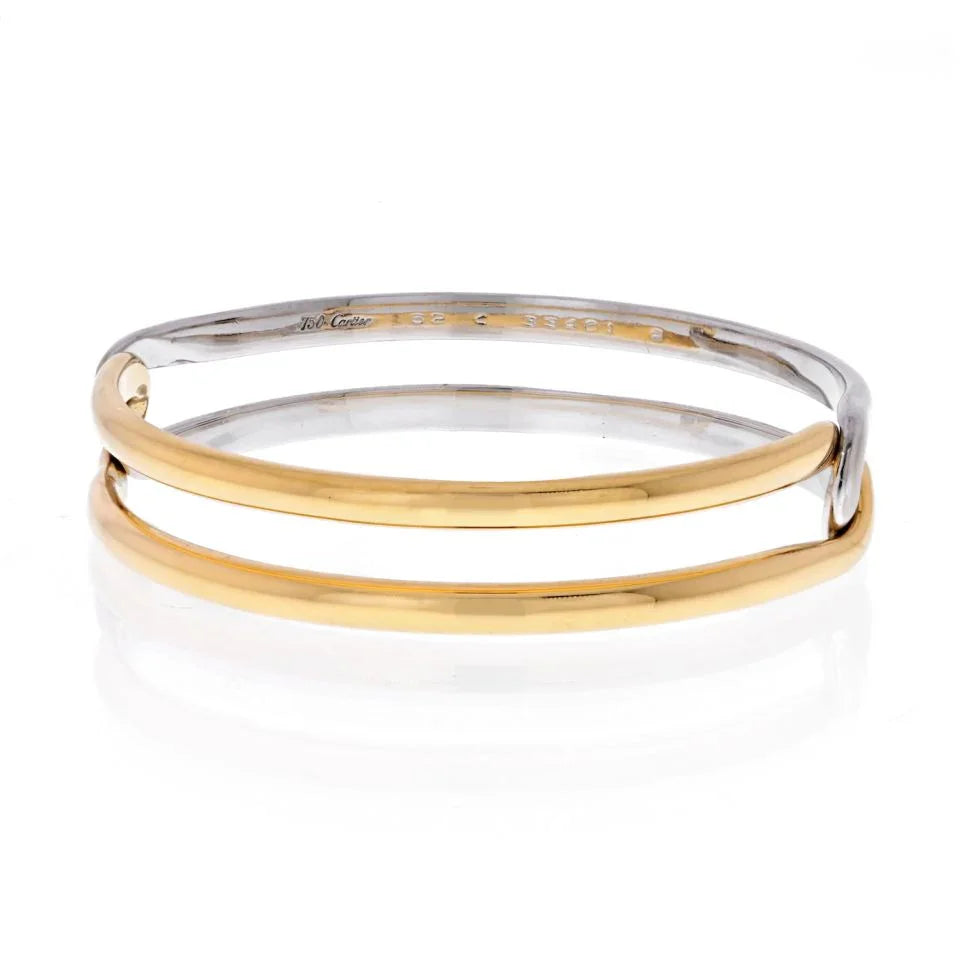 Cartier 18K Two Tone Interlocking Bangle Slip On Bracelet - The Back Vault