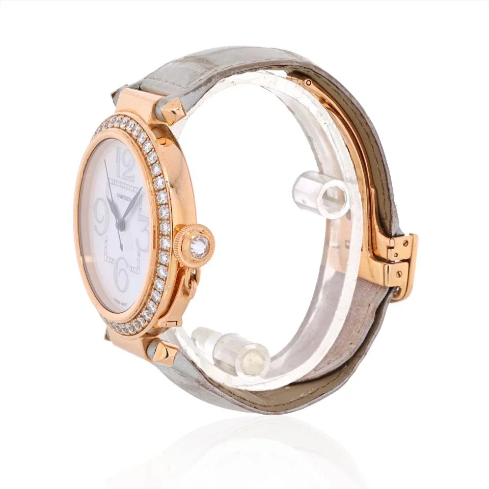 Cartier Pasha 18K Rose Gold Ladies Diamond Round White Dial 42mm Women Watch - The Back Vault