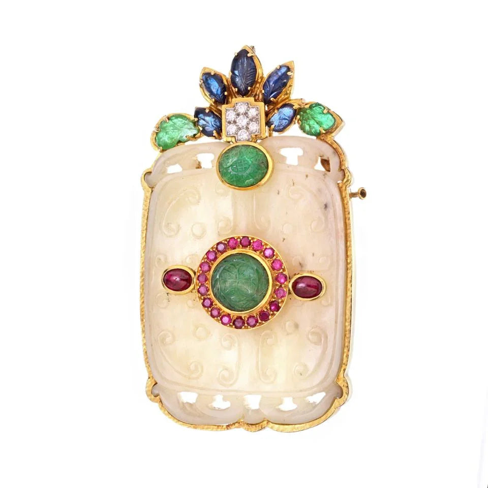 David Webb 18K Yellow Gold Chain With A French Jade Necklace - The Back Vault