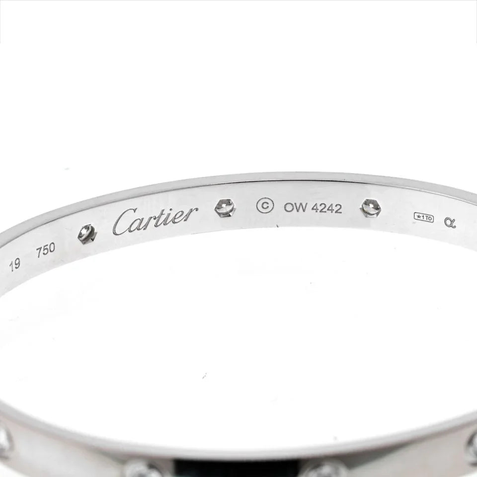 Cartier 18K White Gold 10 Diamond Love With Screw Driver SZ19 Bracelet - The Back Vault