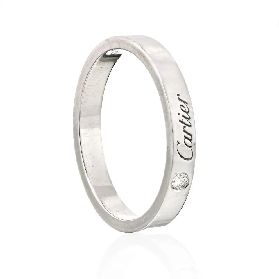 Cartier Platinum C De Cartier Single Diamond Size 59 Wedding Ring - The Back Vault