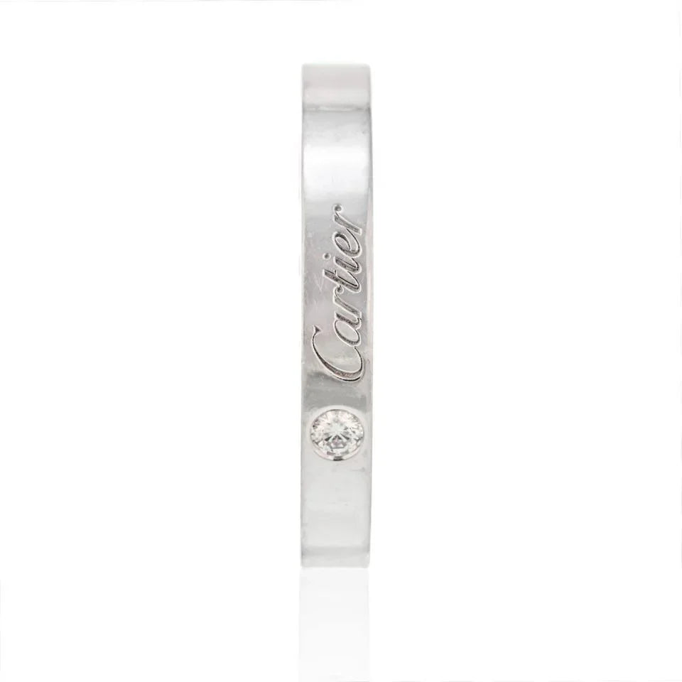 Cartier Platinum C De Cartier Single Diamond Size 59 Wedding Ring - The Back Vault