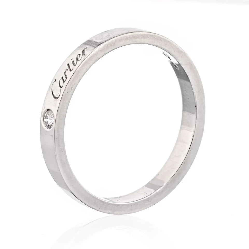 Cartier Platinum C De Cartier Single Diamond Size 59 Wedding Ring - The Back Vault