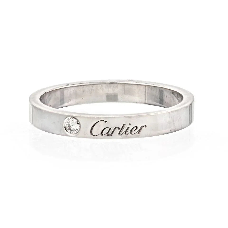 Cartier Platinum C De Cartier Single Diamond Size 59 Wedding Ring - The Back Vault