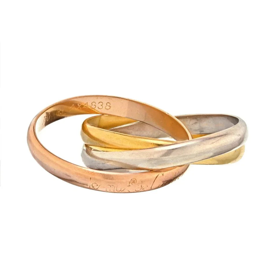 Cartier 18K Tri Color Trinity Classic Roller Wedding Ring - The Back Vault