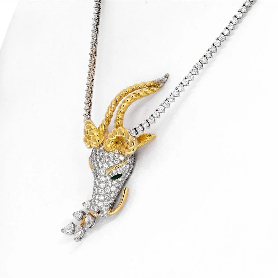 Tiffany & Co. Schlumberger Diamond Gazelle Pendant On A Diamond Necklace - The Back Vault