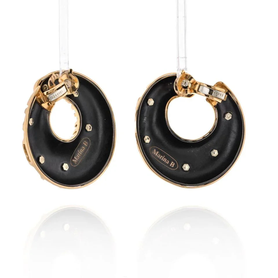 Marina B. 18K Gold Giraffe Animal Print Clip Earrings - The Back Vault