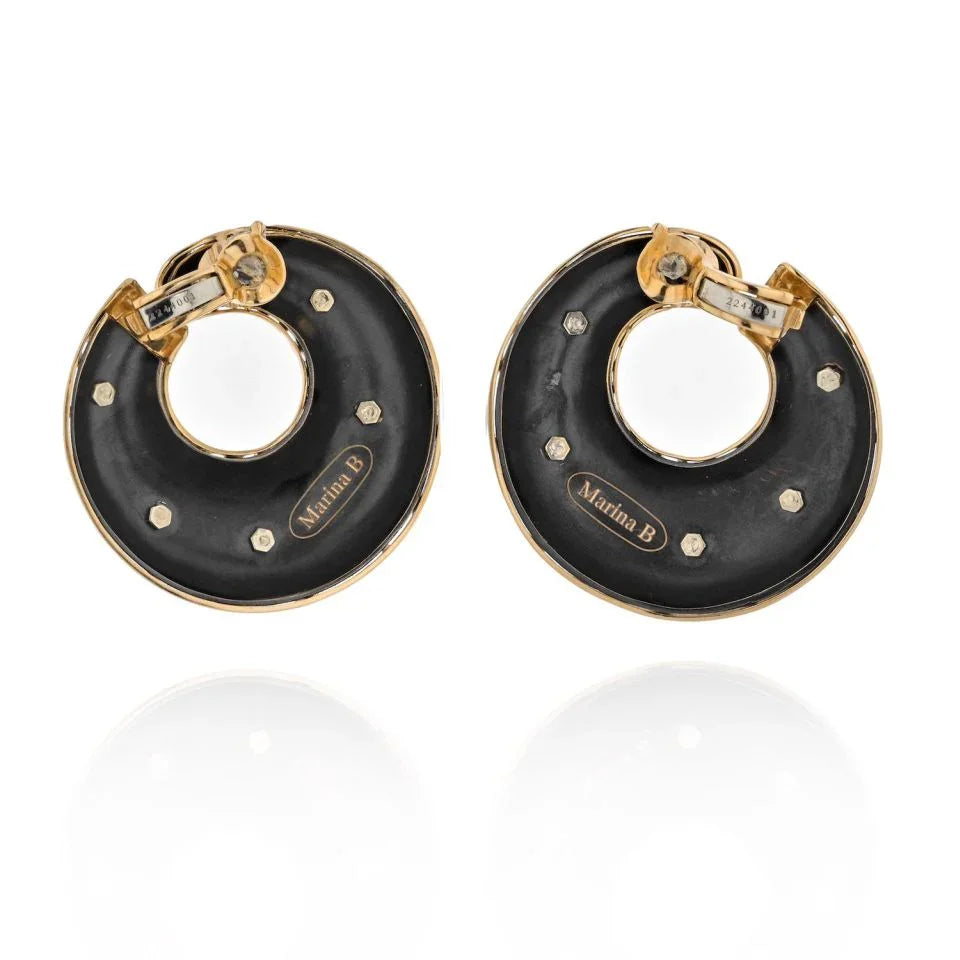 Marina B. 18K Gold Giraffe Animal Print Clip Earrings - The Back Vault