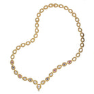 David Webb 18K Yellow Gold Open Link, Twisted Design, Sapphire, Ruby, Diamond Chain Necklace - The Back Vault