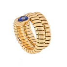 Bvlgari 18K Yellow Gold Tubogas Sapphire Ring - The Back Vault