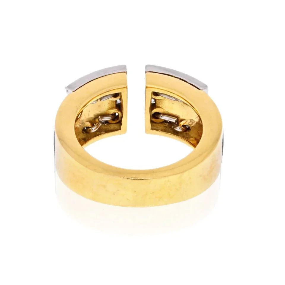 David Webb Platinum & 18K Yellow Gold Diamond Gap Ring - The Back Vault