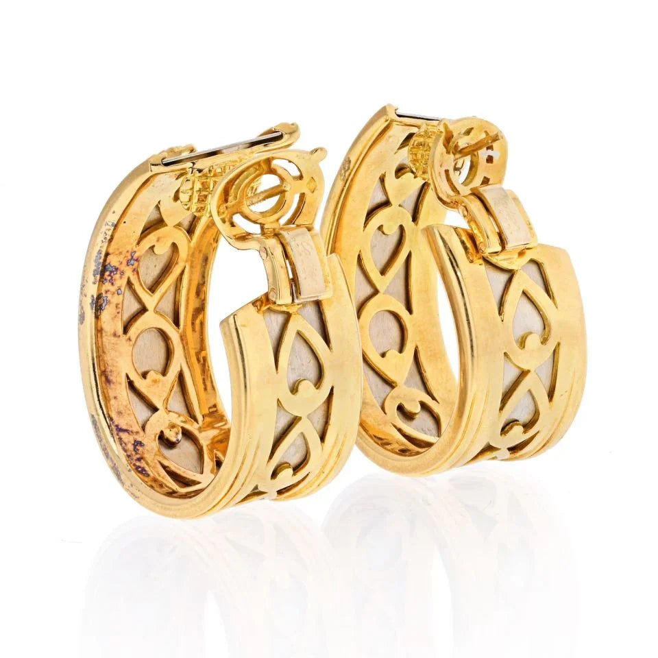 Cartier 18K Two Tone Walking Panther Vintage Hoop Earrings - The Back Vault