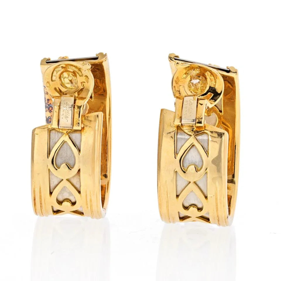 Cartier 18K Two Tone Walking Panther Vintage Hoop Earrings - The Back Vault