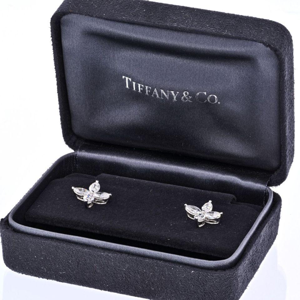 Tiffany & Co. Platinum 1.62cts Victoria Large Model Stud Earrings - The Back Vault