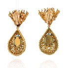 18K Yellow Gold 1970's Turquoise And Diamond Dangling Earrings - The Back Vault