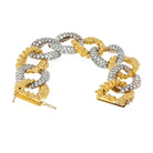 Platinum & 18K Yellow Gold 15 Carat Wide Alternating Diamond Link Bracelet - The Back Vault