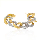 Platinum & 18K Yellow Gold 15 Carat Wide Alternating Diamond Link Bracelet - The Back Vault