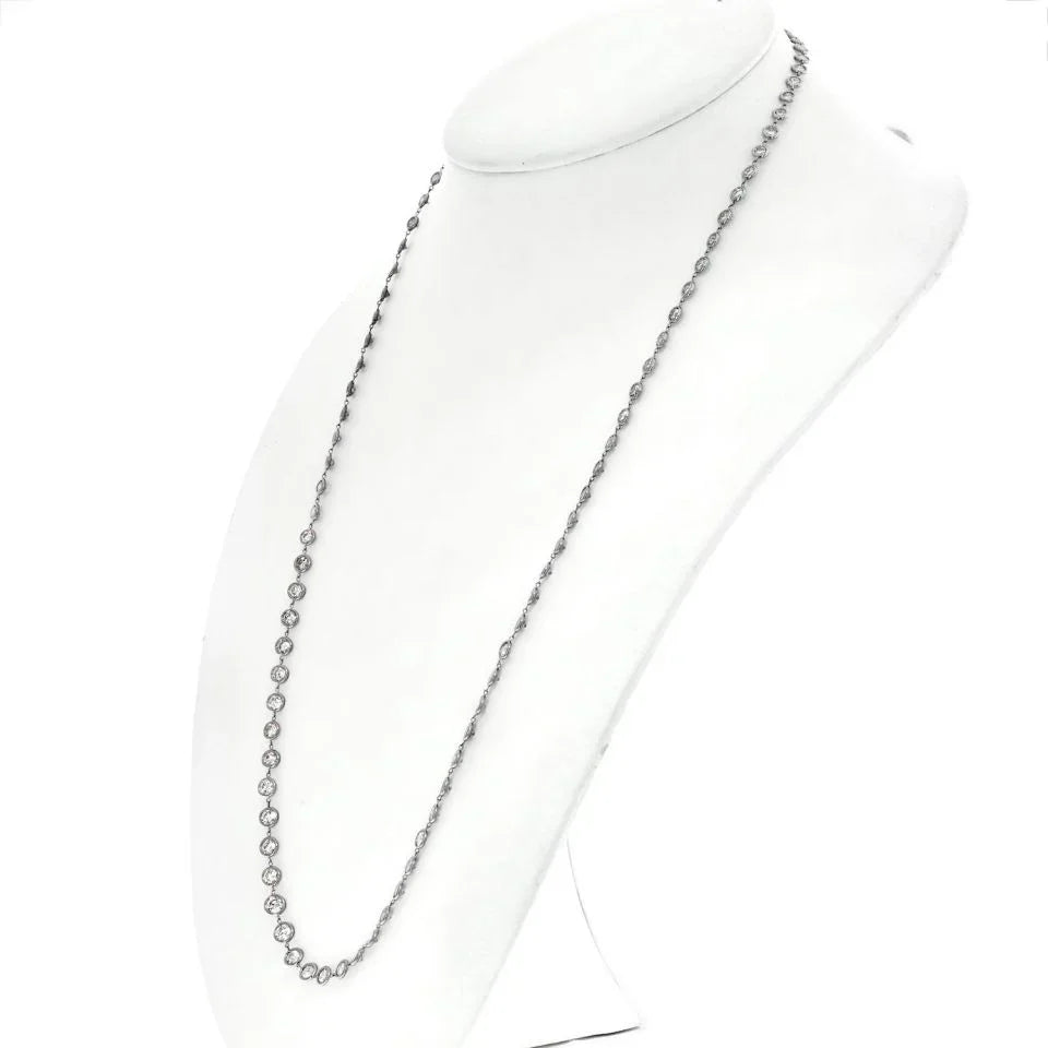 Platinum 24 inches 15 Carat Diamonds by the Yard Chain Necklace - The Back Vault