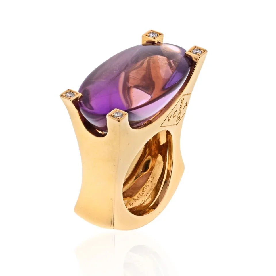 Van Cleef & Arpels 18K Yellow Gold Large Amethyst Ring - The Back Vault
