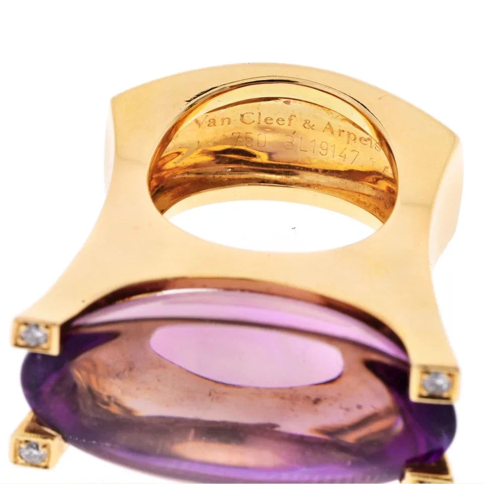 Van Cleef & Arpels 18K Yellow Gold Large Amethyst Ring - The Back Vault