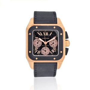 Cartier 18K Rose Gold Santos 100 XL Chronograph Men Wrist Watch