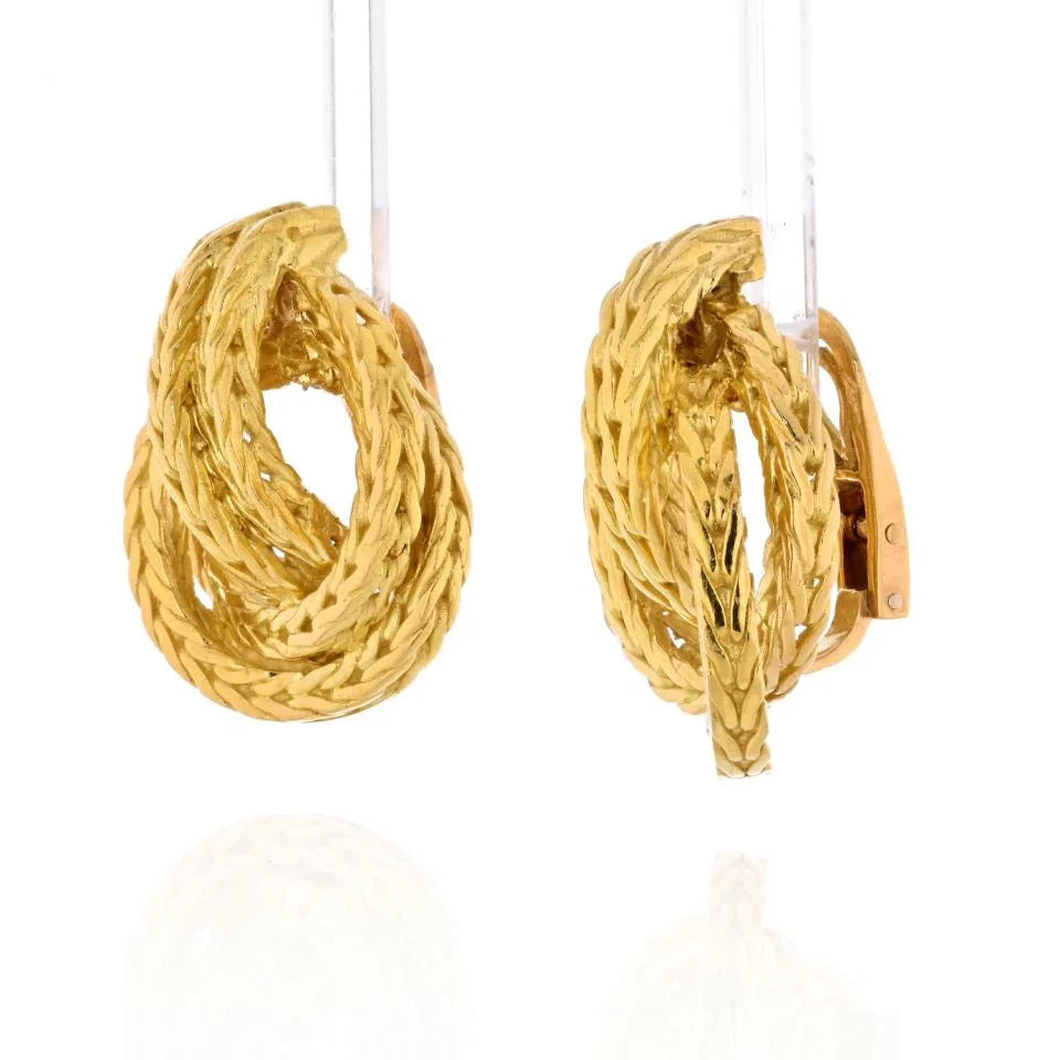 Hermes 18K Yellow Gold The Knot Style Earrings - The Back Vault