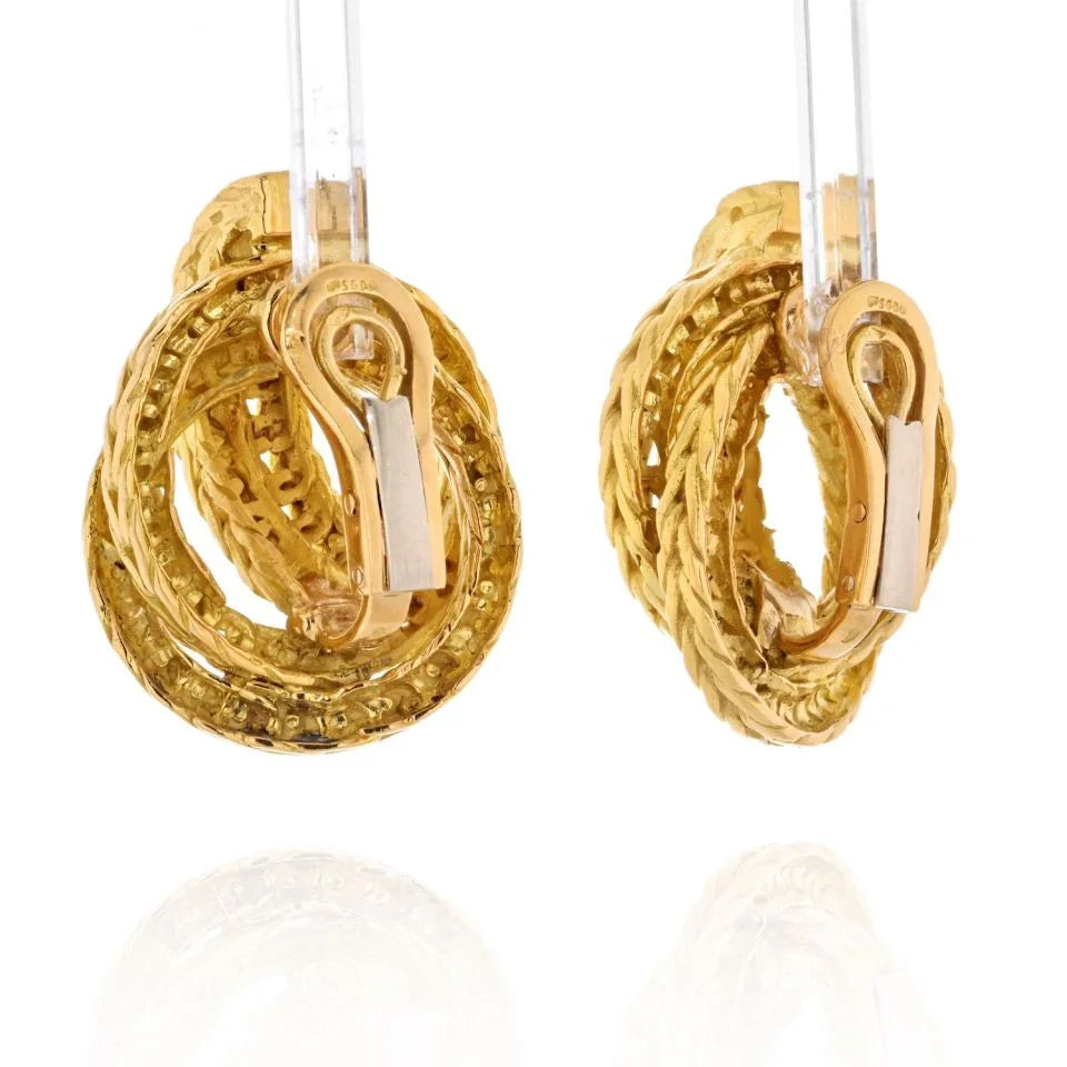 Hermes 18K Yellow Gold The Knot Style Earrings - The Back Vault