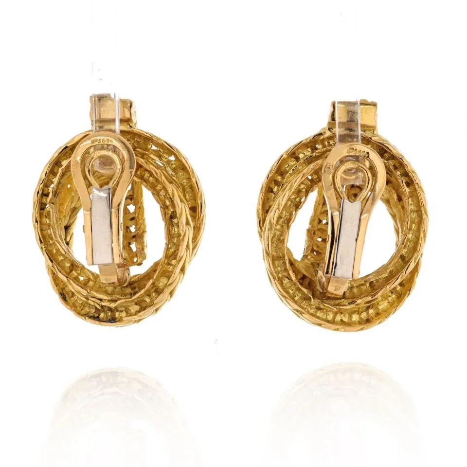 Hermes 18K Yellow Gold The Knot Style Earrings - The Back Vault