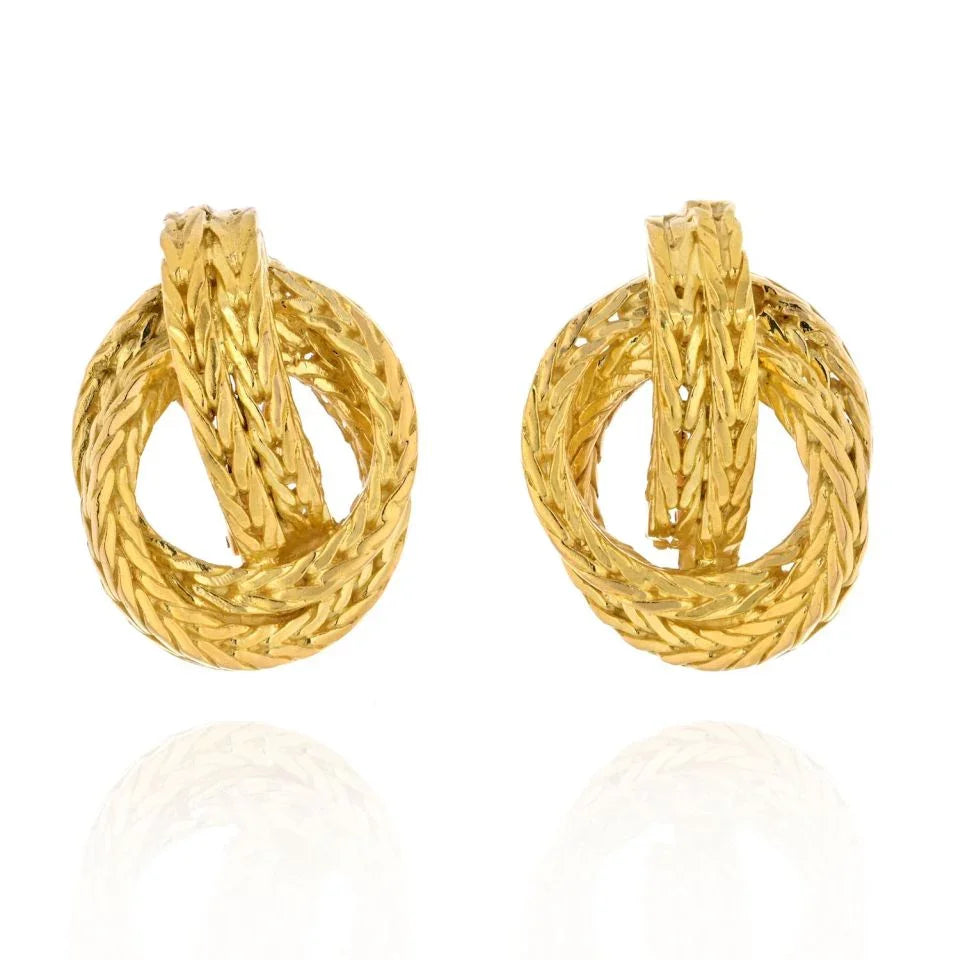 Hermes 18K Yellow Gold The Knot Style Earrings - The Back Vault