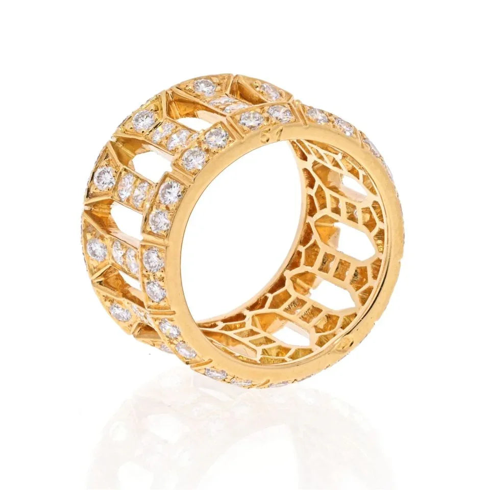 Cartier 18K Yellow Gold Diamond Pillar Ring - The Back Vault