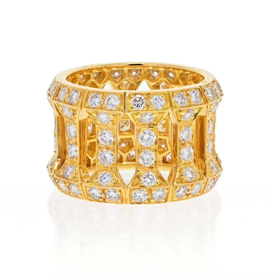 Cartier 18K Yellow Gold Diamond Pillar Ring - The Back Vault