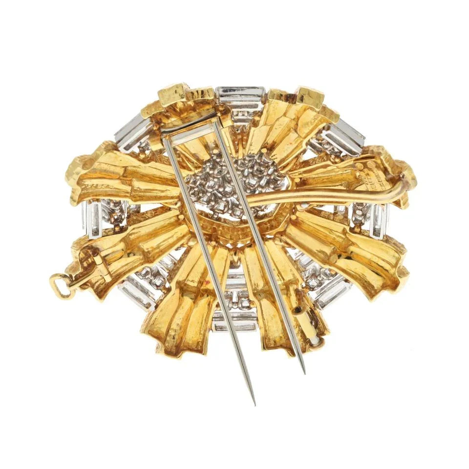 David Webb Platinum & 18K Yellow Gold 15.80cts Heraldic Diamond Pendant Brooch - The Back Vault