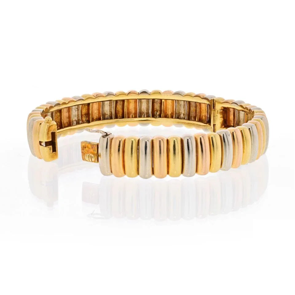 Van Cleef & Arpels 18K Yellow Gold Tri color Gold Bangle Bracelet - The Back Vault