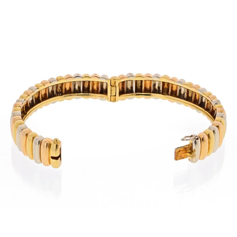 Van Cleef & Arpels 18K Yellow Gold Tri color Gold Bangle Bracelet - The Back Vault