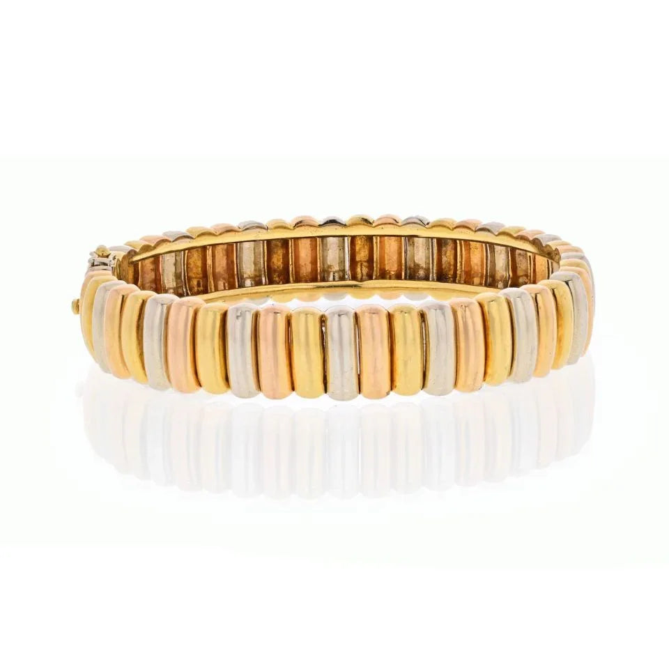 Van Cleef & Arpels 18K Yellow Gold Tri color Gold Bangle Bracelet - The Back Vault