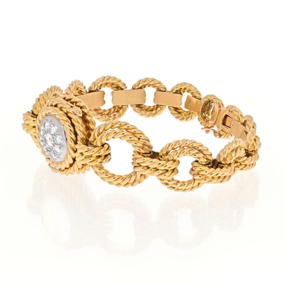 Van Cleef & Arpels 18K Yellow Gold Diamond Cover Open Link Watch - The Back Vault