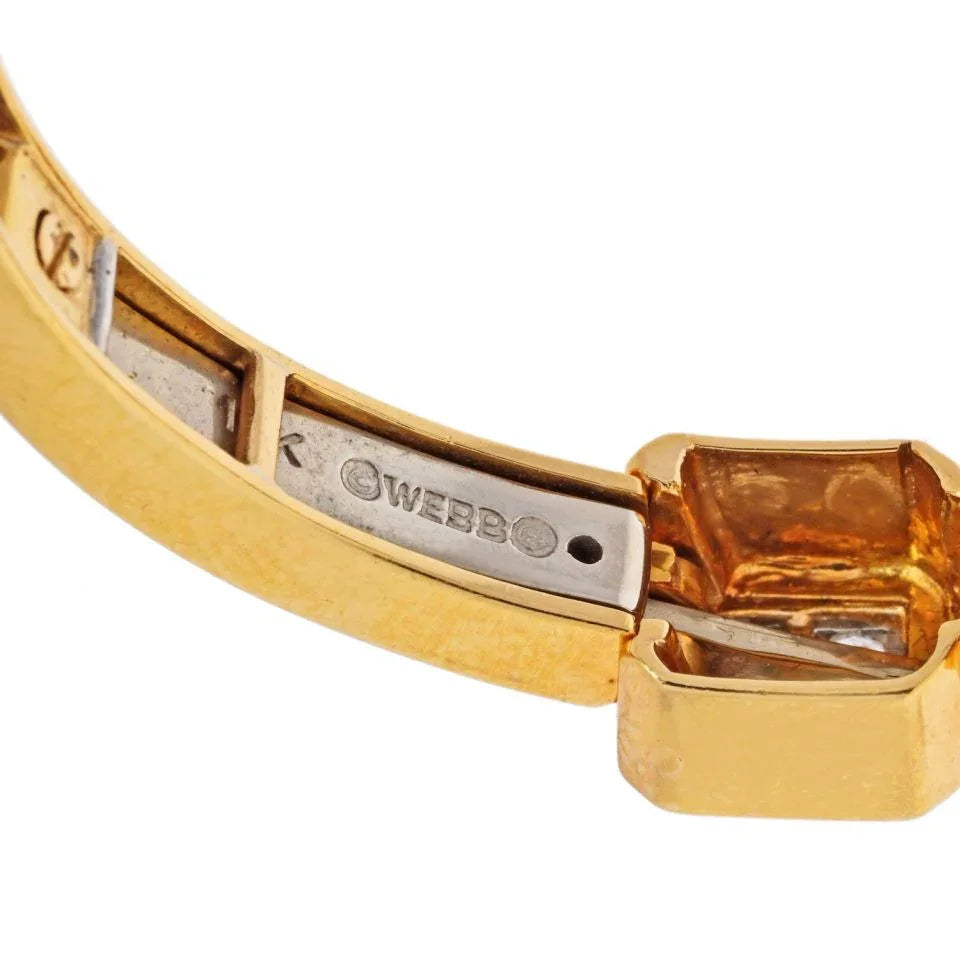 David Webb Platinum & 18K Yellow Gold 1.75cts Diamond Cuff Bracelet - The Back Vault