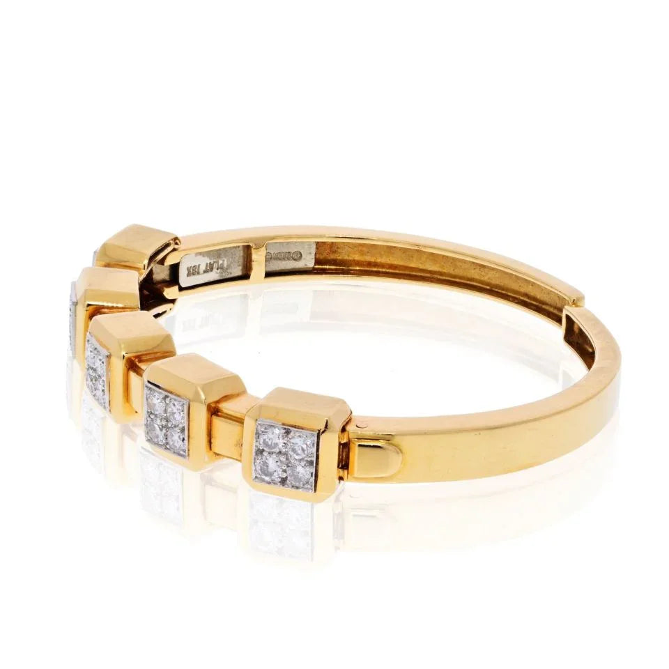 David Webb Platinum & 18K Yellow Gold Diamond Cuff Bracelet - The Back Vault