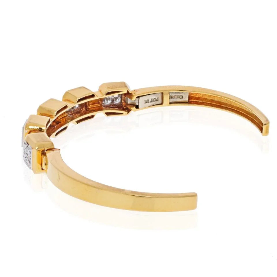 David Webb Platinum & 18K Yellow Gold Diamond Cuff Bracelet - The Back Vault